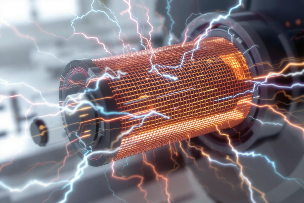Metal fleece inside a lithium-ion battery showing fast ion transport