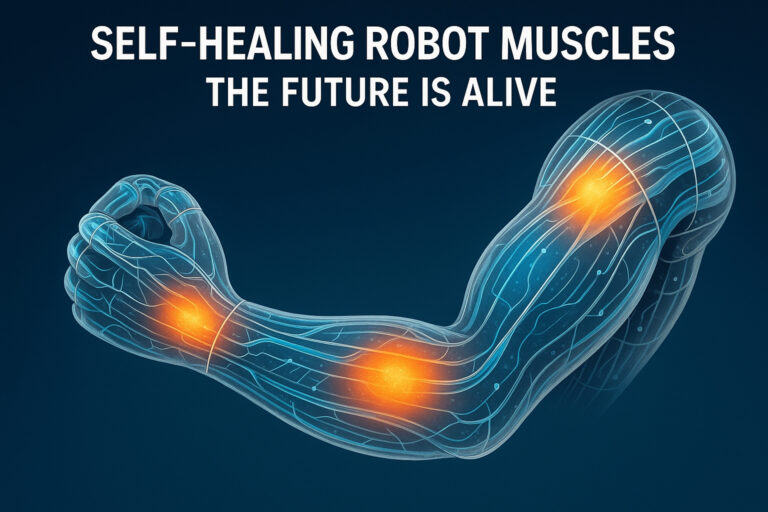 Soft robotic actuator healing itself with internal heat and conductive pathways glowing