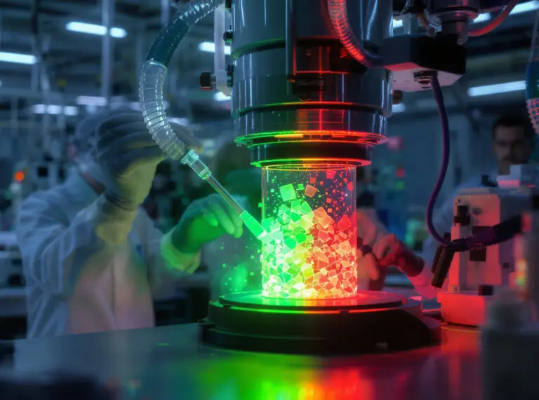 Researchers observe glowing perovskite crystals change color under high-tech lab conditions