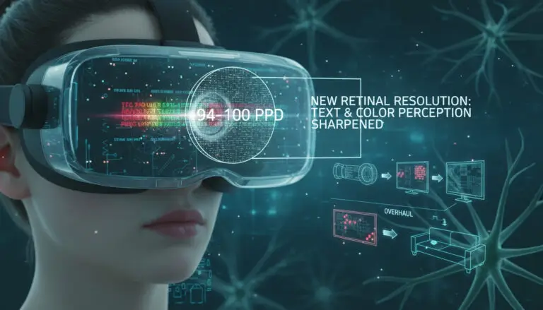 Illustration of foveal vs peripheral resolution showing higher ppd at the center and faster chroma falloff toward the edges.
