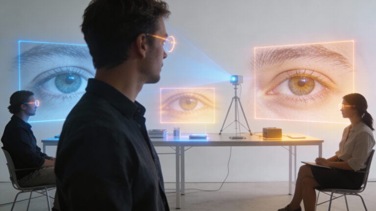 Eye-tracking heatmap showing focus on scene-critical objects rather than bright regions